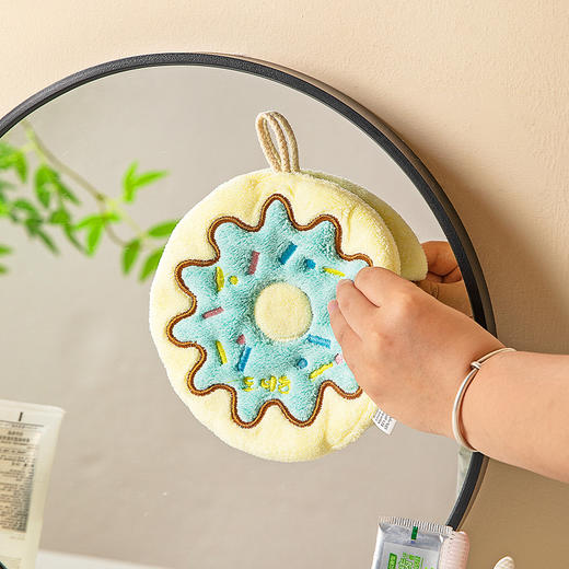 摩登主妇擦手巾挂式可爱毛巾厨房浴室吸水不掉毛加厚珊瑚绒擦手帕 商品图3