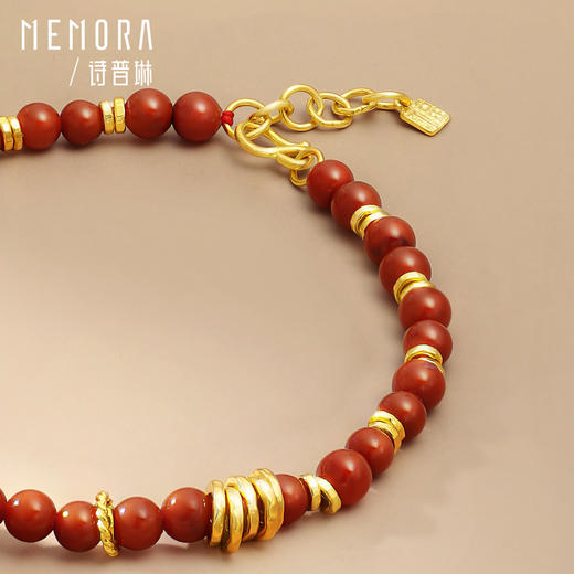 【新品首发】足金南红玛瑙手链 聚宝盆盘缠金财源滚滚黄金手链MEMORA诗普琳HB349101 商品图4