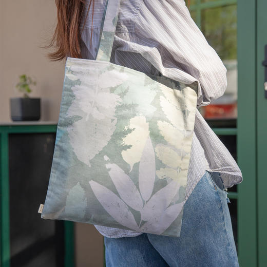 手绘叶子帆布手提袋环保购物袋买菜布袋子折叠便携结实耐用单肩包 商品图0