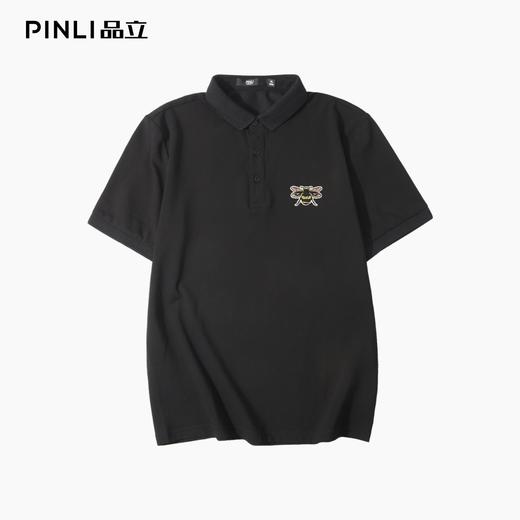 PINLI品立2025夏季新款男士修身短袖POLO衫潮牌贴布绣翻领上衣服BG252112082 商品图3