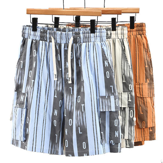 【特大码】320斤大码粗条纹工装短裤宽松加肥加大肥佬透气潮牌沙滩裤胖子休闲 商品图4