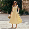 OLrain欧芮儿黄色方领背心连衣裙女夏季2025新款收腰显瘦气质长裙 商品缩略图0