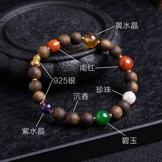 XY0378沉香+南红碧玉水晶多宝手串 商品图8