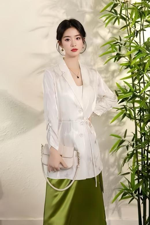 ELLA JADE 气质白色提花褶皱袖设计款外套 20336 商品图0