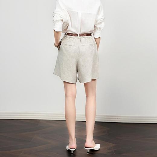 「高货wl」全新升级【铂金会员220/天猫289/差价69】(42649)洛诗琳轻奢亚麻短裤2025夏季宽松阔腿直筒休闲五分西裤女 商品图1