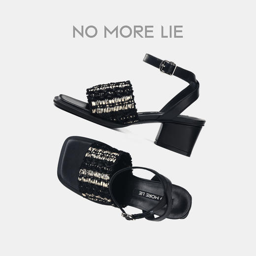 直述NOMORELIE 中跟编织带凉鞋 商品图4