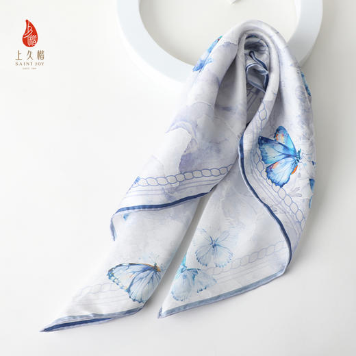 SAINTJOY/上久楷礼盒  蝶花曦蓝色 发带SPS24F10  伞SPS24L14 真丝方巾FJS24047 商品图3