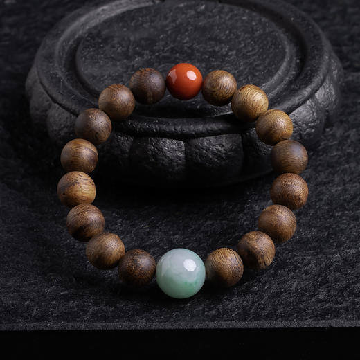 XY0319沉香+翡翠南红手串 商品图5