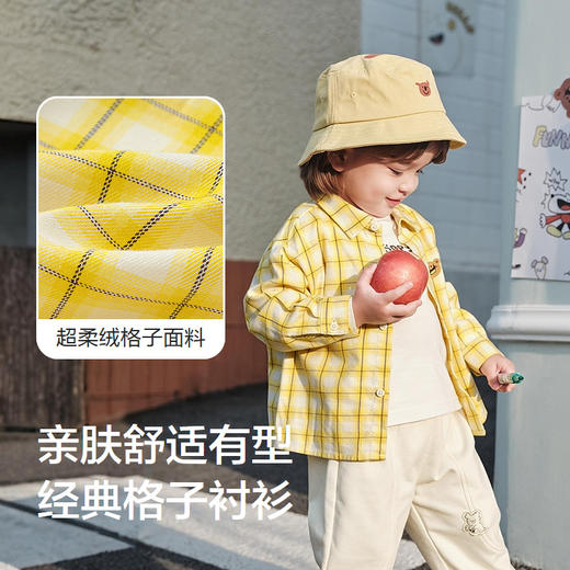 巴拉巴拉宝宝衬衫男童长袖2025新款格子外套秋超柔绒加厚亲肤舒适 商品图3