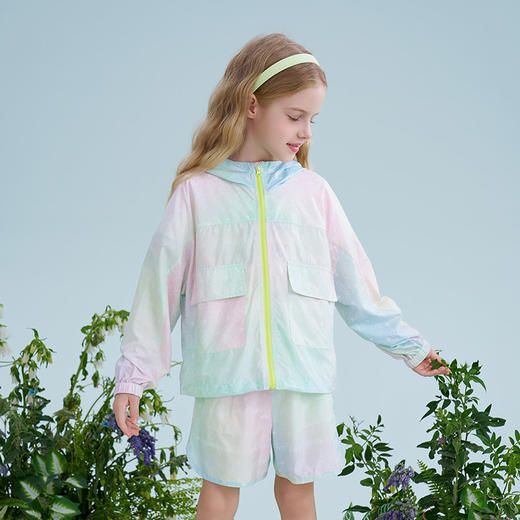 mettekids儿童皮肤衣2025夏季新款女童夏季轻薄渐变外套裤子套装 商品图2