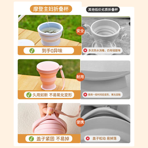 摩登主妇可折叠水杯外出便捷旅行漱口杯食品级硅胶耐高温随手杯子 商品图2