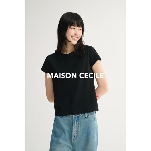 MAISON CECILE 四色/基础款桑蚕丝羊毛混纺软糯亲肤圆领/U领T恤 商品图4