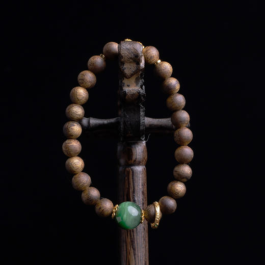 XY0373沉香+碧玉猫眼渐变手串 商品图7