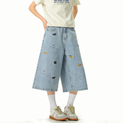 【YW】无忧购男士宽松阔腿复古牛仔七分短裤535（截单后3-5天发货) 商品图2