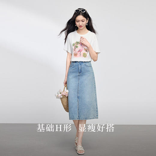 【专属特价】熙世界休闲卡通印花T恤女短袖夏季宽松百搭减龄圆领上衣2025新款 商品图2