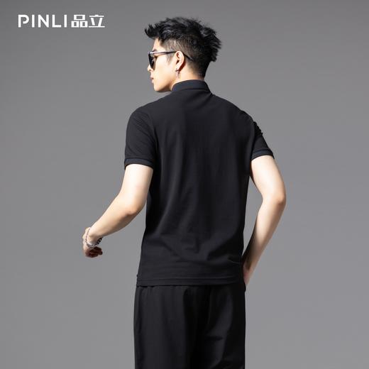 PINLI品立2025夏季新款熊猫贴布绣修身POLO衫商务休闲短袖男上衣BG252112083 商品图2