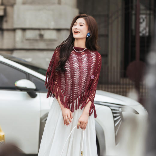 【林栖设计小店】（现货）亚麻披肩多色镂空设计复古优雅百搭2025夏季新款围巾女F2952508 商品图5