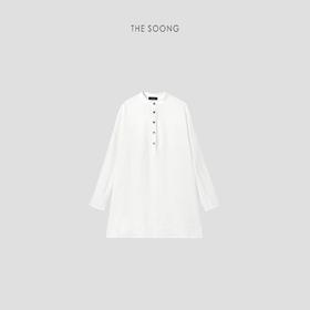 THESOONG"轻薄素雅"纯天然亚麻呼吸肌理感圆领衬衫裙HBQZ6934