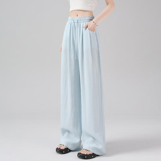 卷卷紫夏日涼爽•冰丝棉麻阔腿裤 轻奢质感 冰凉舒适 轻薄透气 垂坠爽滑修长腿型线条 显瘦显高 商品图10