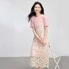 【专属特价】熙世界波嬉风钩花镂空背心连衣裙套装女夏季短袖T恤吊带裙两件套 商品缩略图3