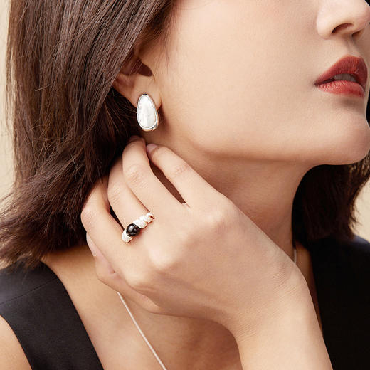 Manreya玛芮雅“暗夜鎏金”银镀金黑玛瑙戒指 商品图5