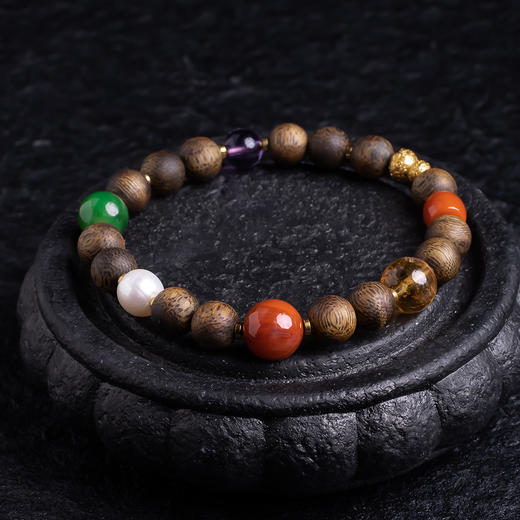 XY0378沉香+南红碧玉水晶多宝手串 商品图5