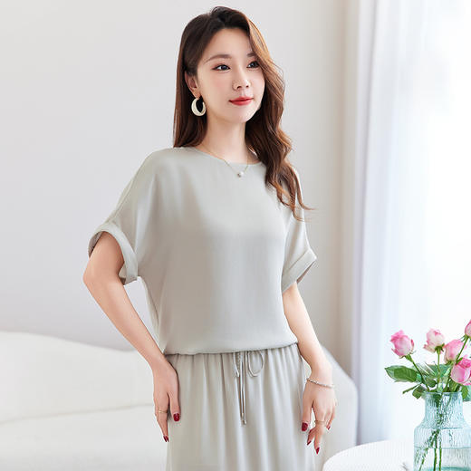 真丝混纺弹力绉亲肤桑蚕丝休闲套装SM-72599912 商品图2