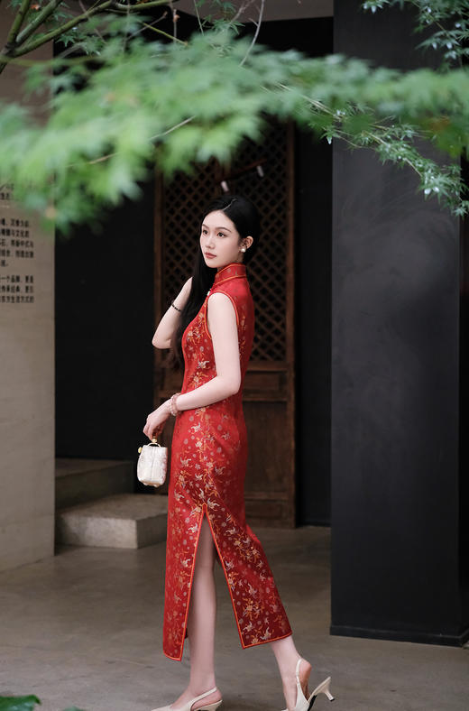 盛唐牡丹|花开祥瑞真丝宋锦旗袍裙 商品图7