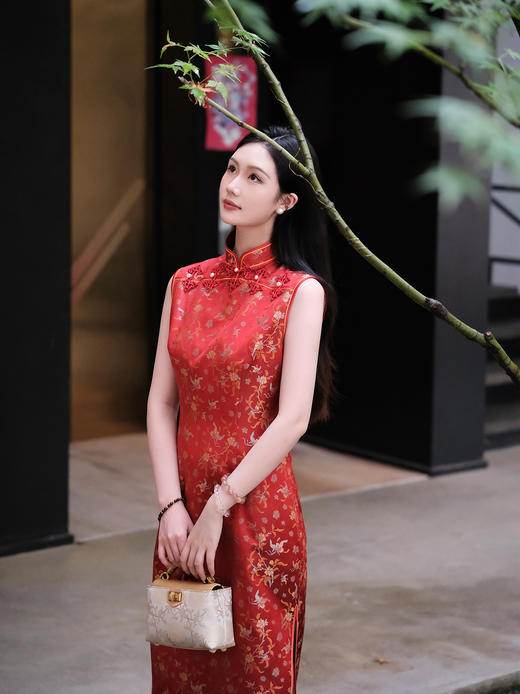 盛唐牡丹|花开祥瑞真丝宋锦旗袍裙 商品图1