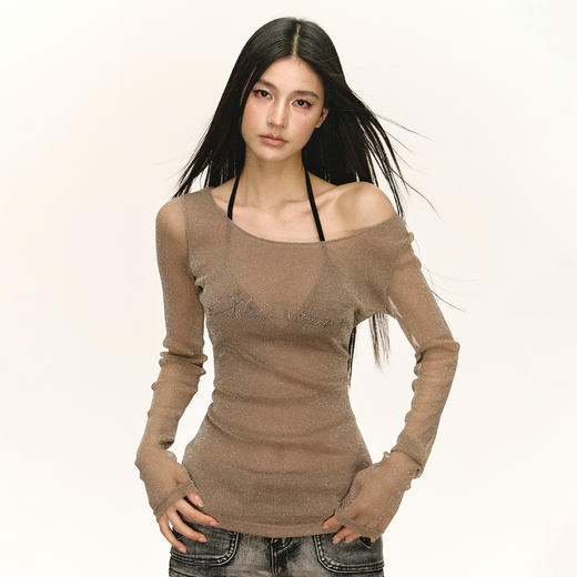 Ariseism 美式复古薄款长袖T恤女2025秋季新款修身上衣 商品图2