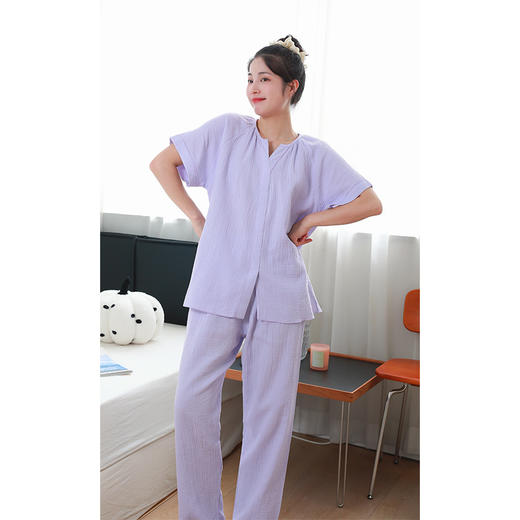 【贝拉自留款】绉布短袖长裤套装 轻盈柔软 不黏肌肤 水洗后更柔软 商品图6