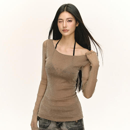 Ariseism 美式复古薄款长袖T恤女2025秋季新款修身上衣 商品图3