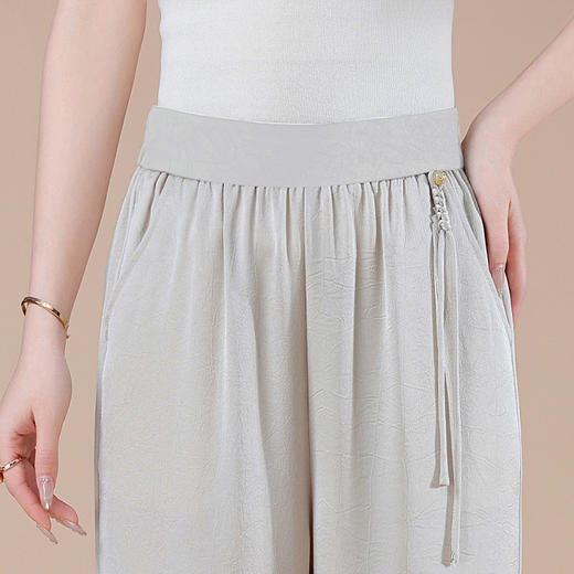 醋酸缎窄版阔腿裤，薄款坠感宽松洋气妈妈休闲直筒裤高腰FFC986 商品图2