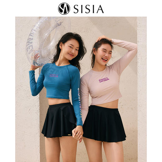 sisia2025新款泳衣女高级感显瘦性感绝美泡温泉长袖防晒分体泳衣SWE24-02A SWE24-02C 商品图0