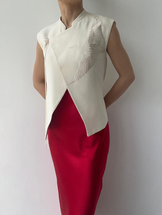 丝所｜S23N001 惊鸿斜襟马甲［ 黑A  / 白B  ] 商品图13