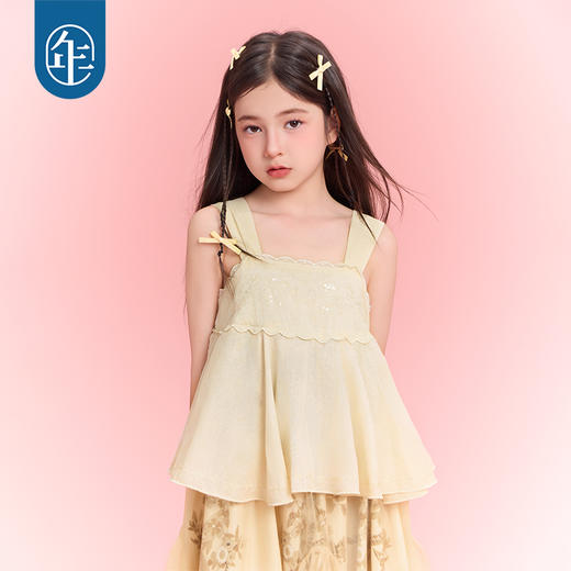 年衣吊带连衣裙女童25夏季新款甜美公主礼服花雾非非吊带长裙 商品图4