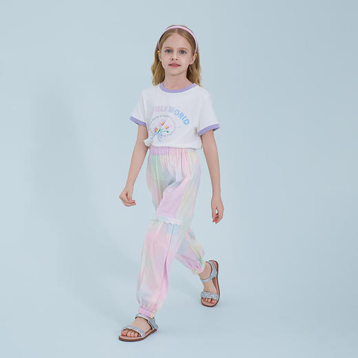 mettekids儿童束脚裤2025夏季新款女童渐变色轻薄休闲裤防蚊裤子 商品图4