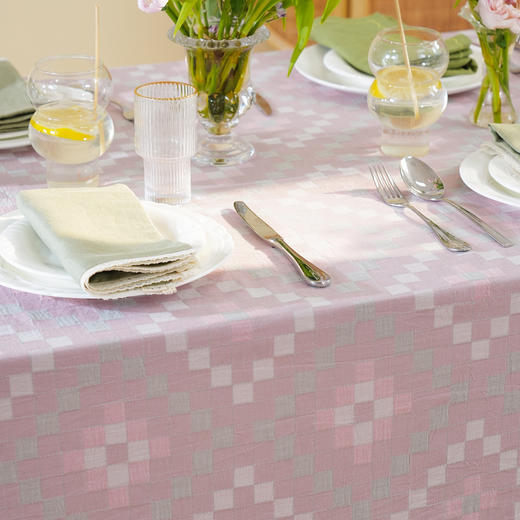 马卡龙棋盘格纹系列桌布茶几餐桌轻奢棉高级感长方形氛围感法式复古结婚定制 商品图2