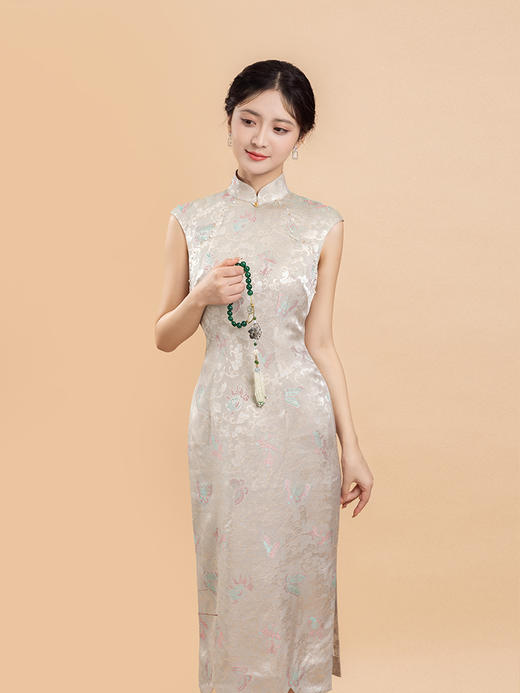 荷言GL 才子佳人 仿罗人丝织金提花初秋传统包袖旗袍新中式 商品图1