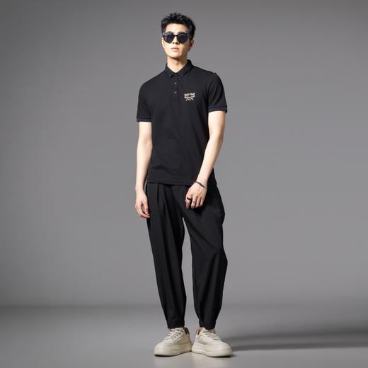 PINLI品立2025夏季新款男士修身短袖POLO衫潮牌贴布绣翻领上衣服BG252112082 商品图4