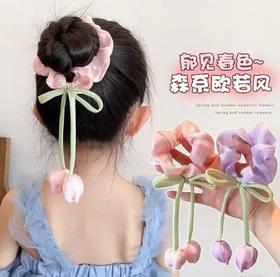 （满两件包邮）新款春夏郁金香大肠发圈甜美少女飘带头绳清新网纱皮筋女发饰
