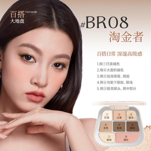 【有赞分销】菲鹿儿缎光八色眼影盘奶茶大地色新手女2025新款 商品图3