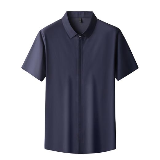 【拉链】【DK】大依优型大码冰丝弹力短袖衬衫拉链隐藏式门禁衬衫加肥加大上衣男士宽松弹力衬衣 商品图4