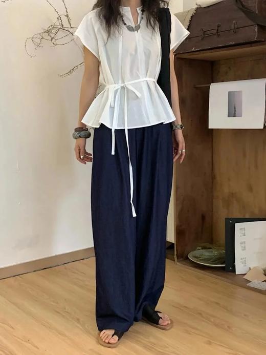 高端系列🔥【天丝亚麻阔腿裤】45.9%莱赛尔+4.3%亚麻材质，触感柔软吸湿透气，上身丝滑自带凉感；西装裤腰头+压褶腰前侧+阔腿裤版型，遮肉显瘦，百搭实穿率高 商品图3