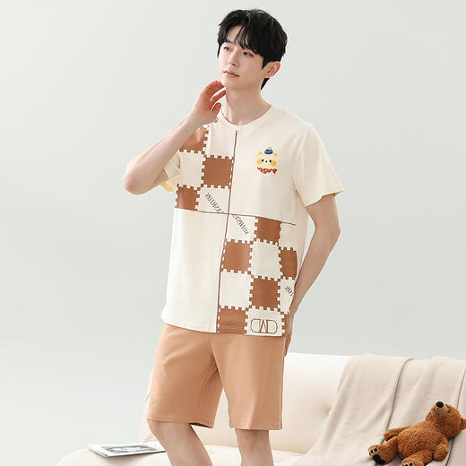 【新款男士睡衣套装！卡通设计可外穿】夏季新款男士睡衣 拉架仿棉短袖短裤 圆领卡通可外穿家居服套装-QQ 商品图7