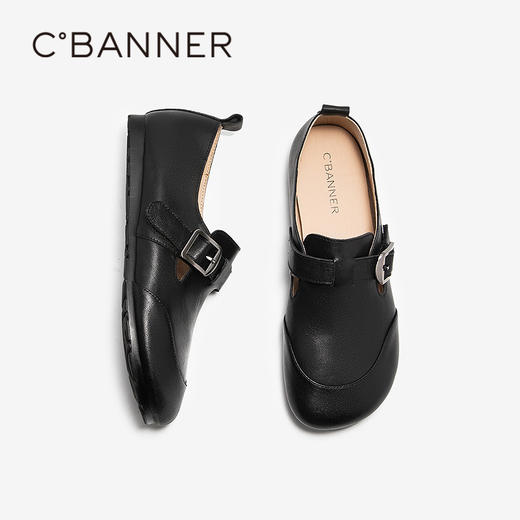 千百度薄底全包勃肯鞋女款羊皮休闲平底鞋浅口单鞋A25480820 商品图4