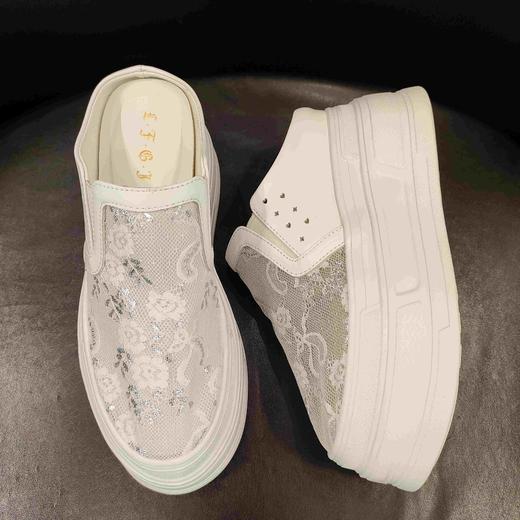 LFGJ14689超轻厚底蕾丝穆勒拖 商品图4