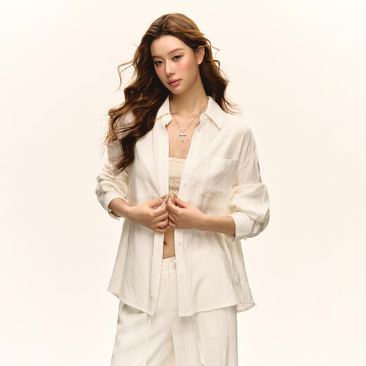 Ariseism 美式复古白色上衣休闲长裤套装女两件套 商品图4