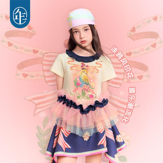 年衣儿童短袖T恤女童2025年夏季新款可爱甜美莓莓鹦鹦T恤 商品图2