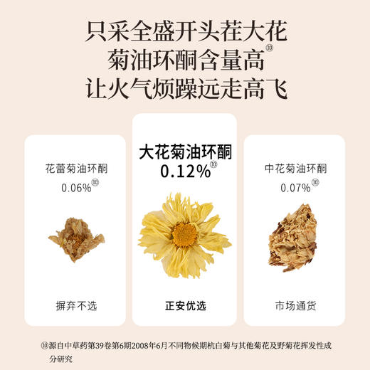 正安 浙江桐乡杭白菊  只取头茬花 朵大香甜润爽 轻松拿下火气 优质原材 60g/罐 商品图6